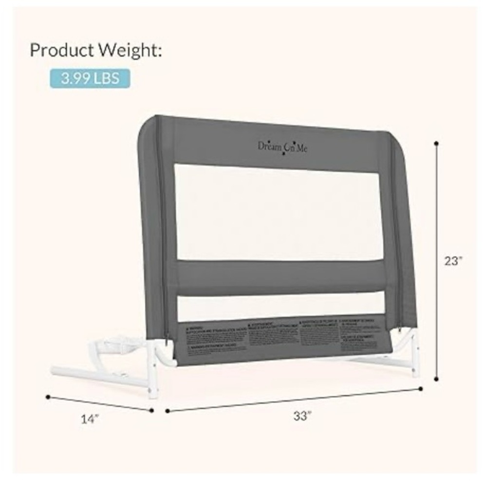 New! Dream On Me Mesh Adjustable Bed Rail - Picture 4 of 10